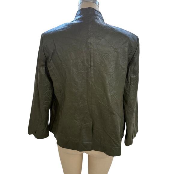 Zadig & Voltaire Leather Jacket FR 42 Womens‎ XL Pickle Green NEW - Picture 6 of 11